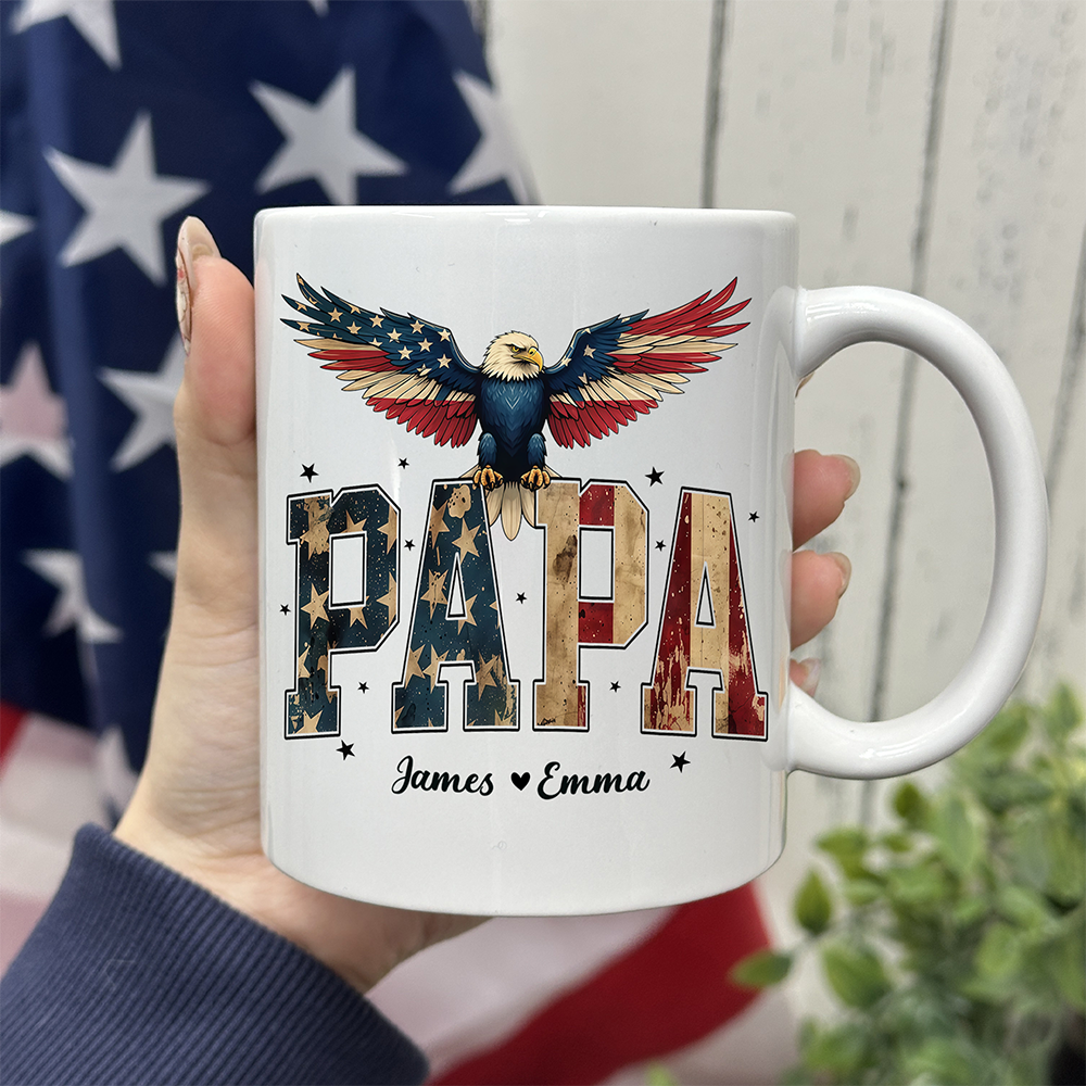 Custom Name America Papa Eagle USA Flag Patriotic Mug HA75 898950