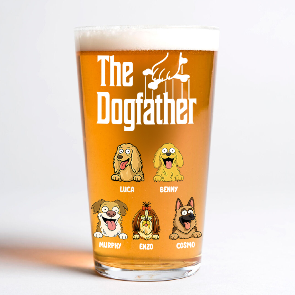 Personalized The Dog Father Print Beer Glass Personalized Gift For Dog Dad HO82 894134