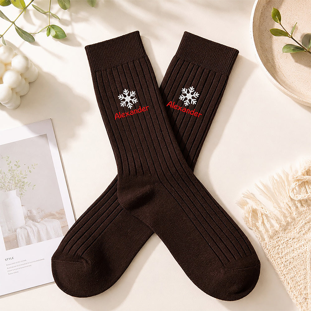 Custom Name Snowflake Christmas Embroidered Socks CH07 180876