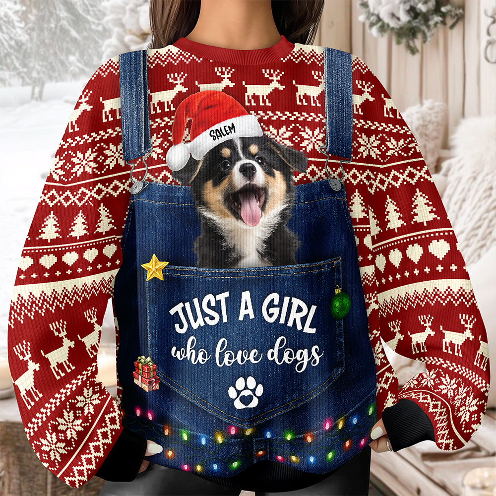 Custom Photo Just A Girl Who Love Dogs Cats Ugly Sweater CH07 899358