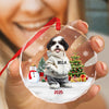 Custom Photo Dog Christmas Glass Ornament CH07 899784