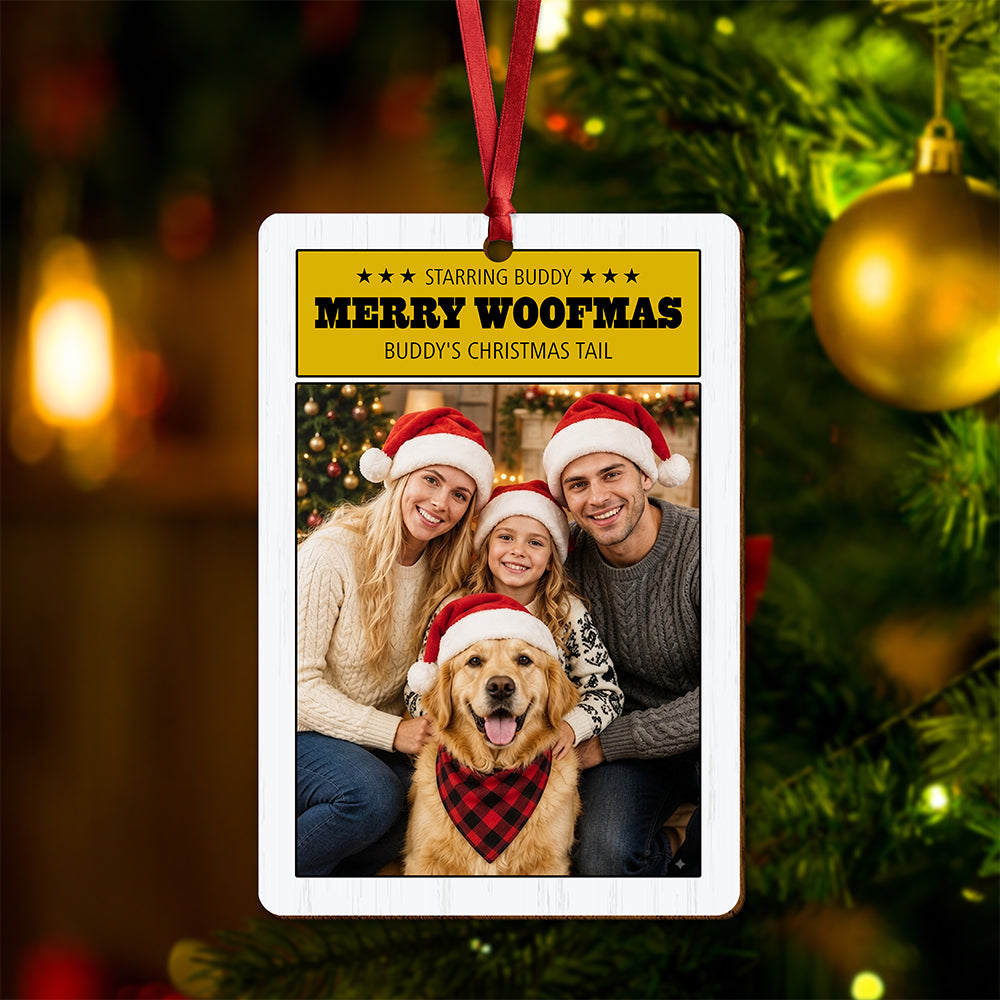 Custom Photo Merry Woofmas Wood Ornament - Gift For Dog Lovers HO82 903362