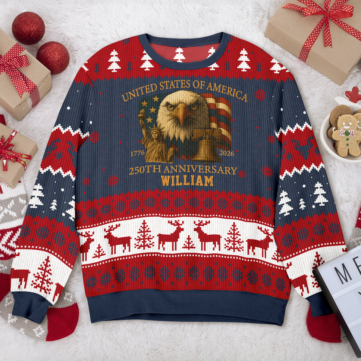 Custom Name USA 250th Anniversary Ugly Sweater TH10 896337
