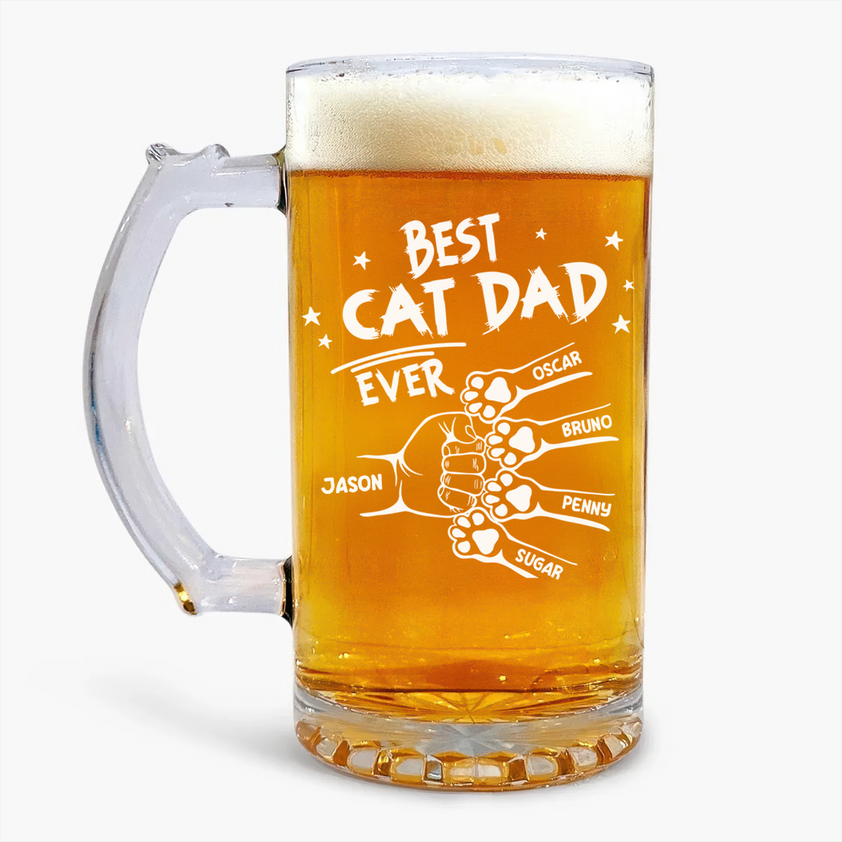 Best Dog Dad Cat Dad Ever Personalized Print Glass Beer Mug Father's Day Gift CH07 895556