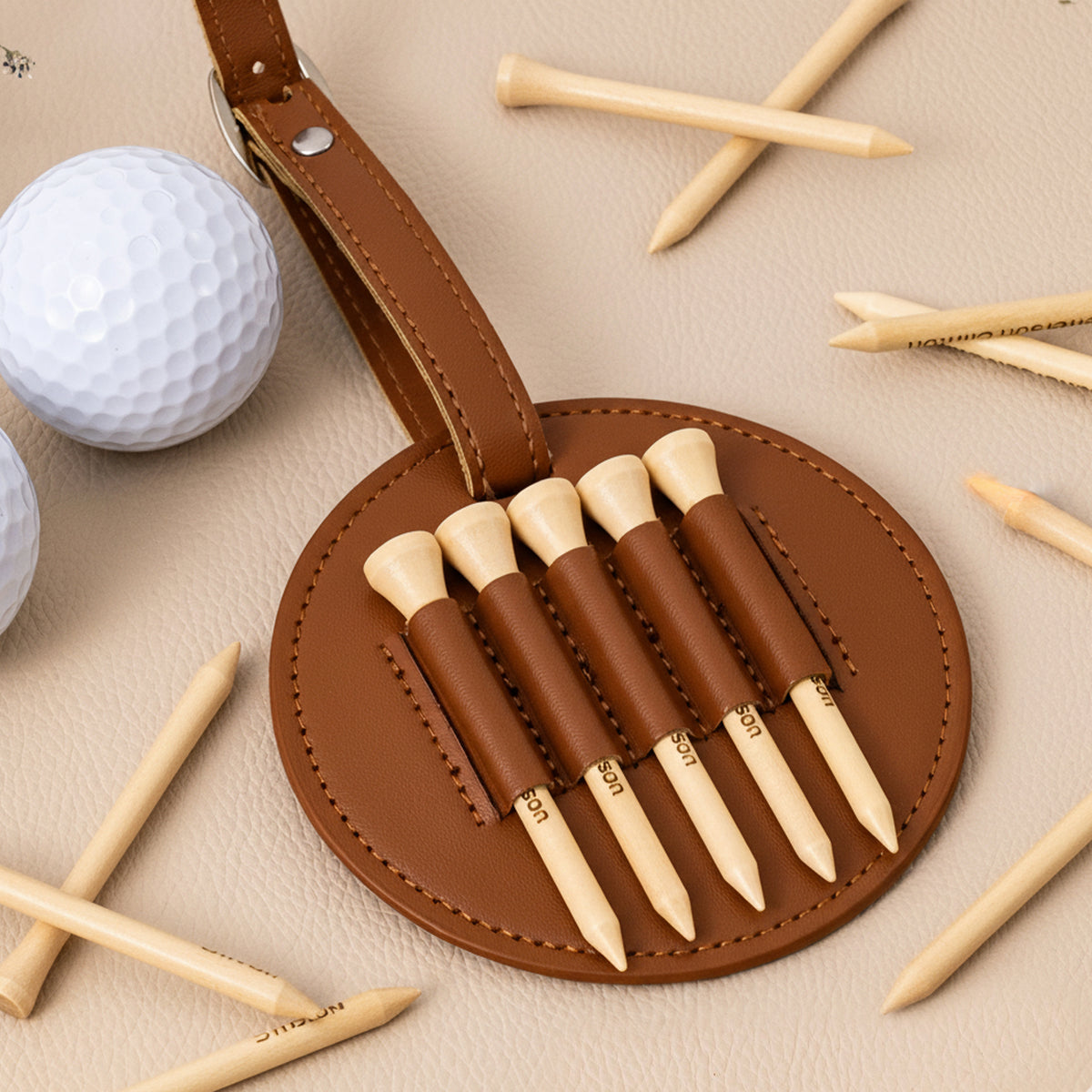 Personalized Leather Golf Bag Tag Gift with Golf Tees Gift for Golfer, Golf Ball Marker HA75 898332