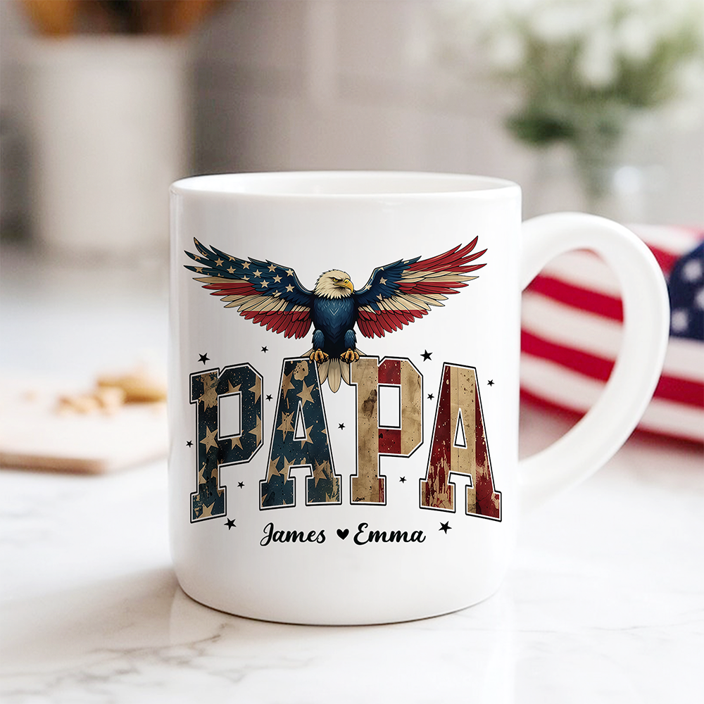 Custom Name America Papa Eagle USA Flag Patriotic Mug HA75 898950