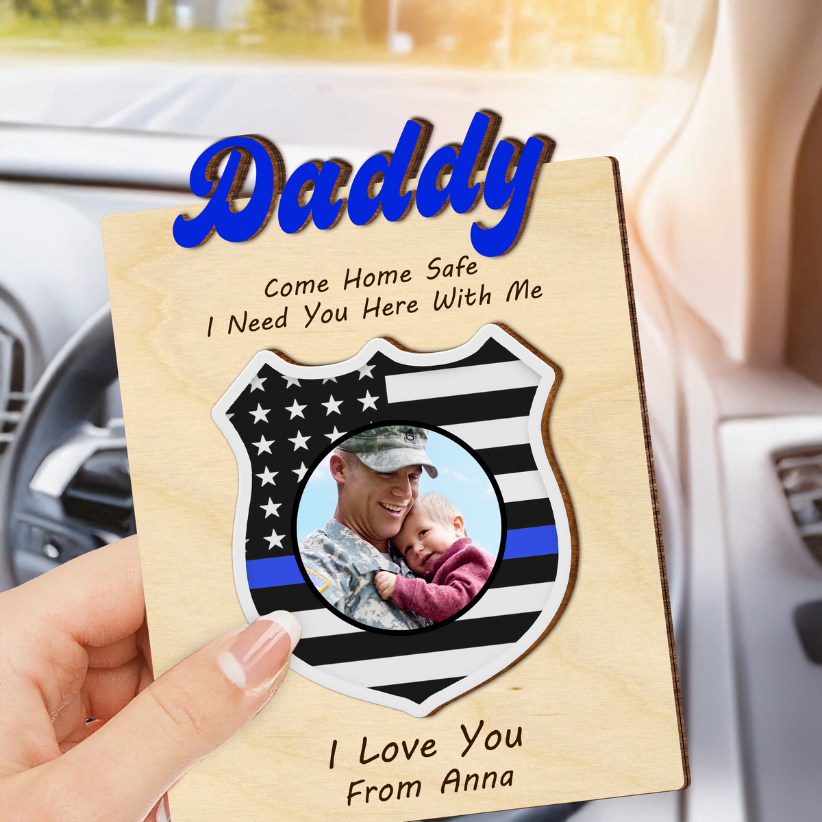 Custom Photo Dad Car Visor Clip Gift For Policeman CH07 896132