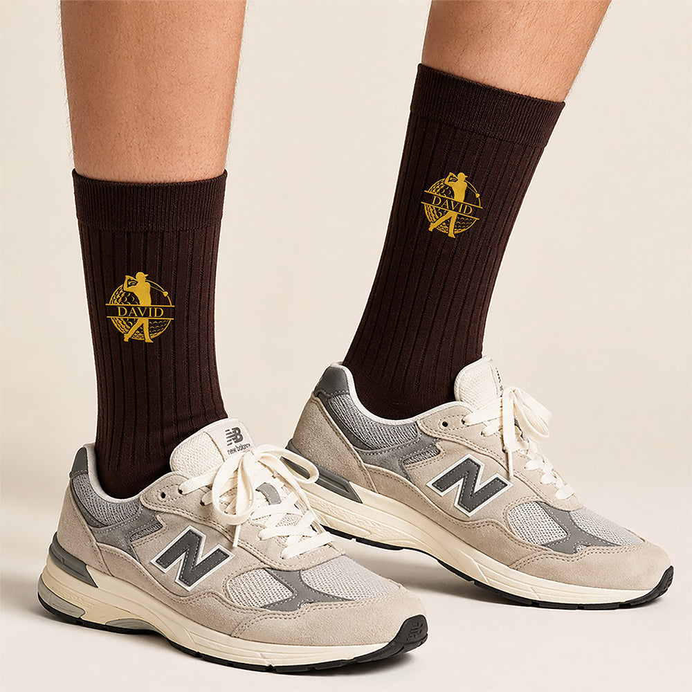 Custom Name Golf Embroidered Socks - Personalized Gift for Golfers & Golf Lovers HA75 921916