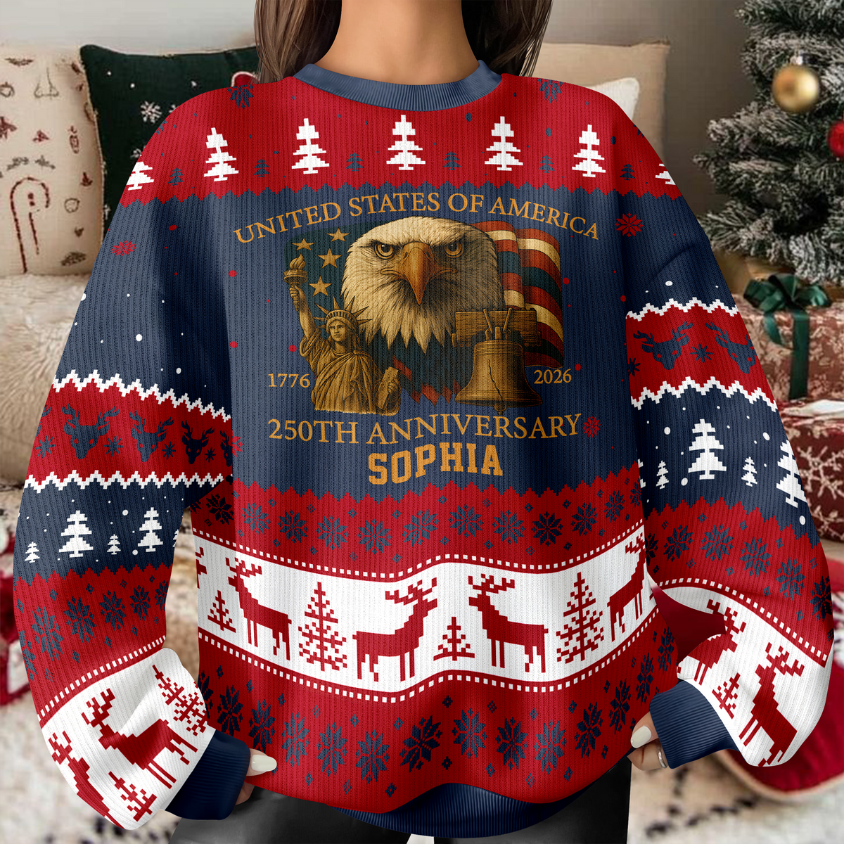 Custom Name USA 250th Anniversary Ugly Sweater TH10 896337