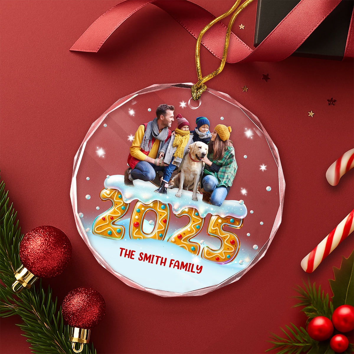 Custom Photo Our Kind Of Merry Family Glass Ornament Gift For Christmas CH07 899986