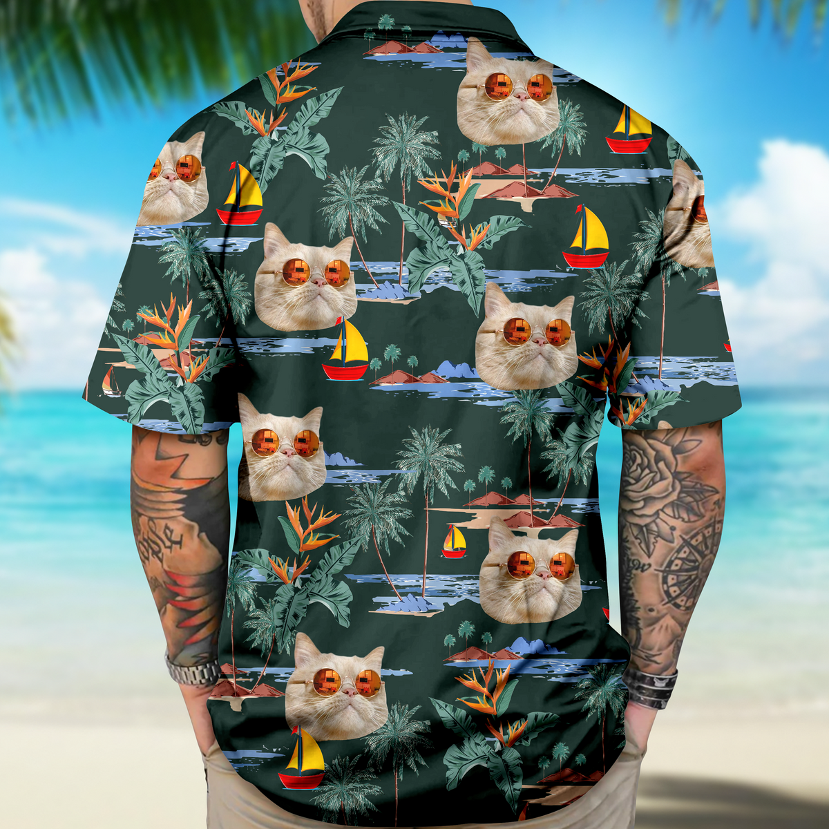 Custom Cute Cat Face Tropical Summer Vibe Hawaii Shirt LM32 893415