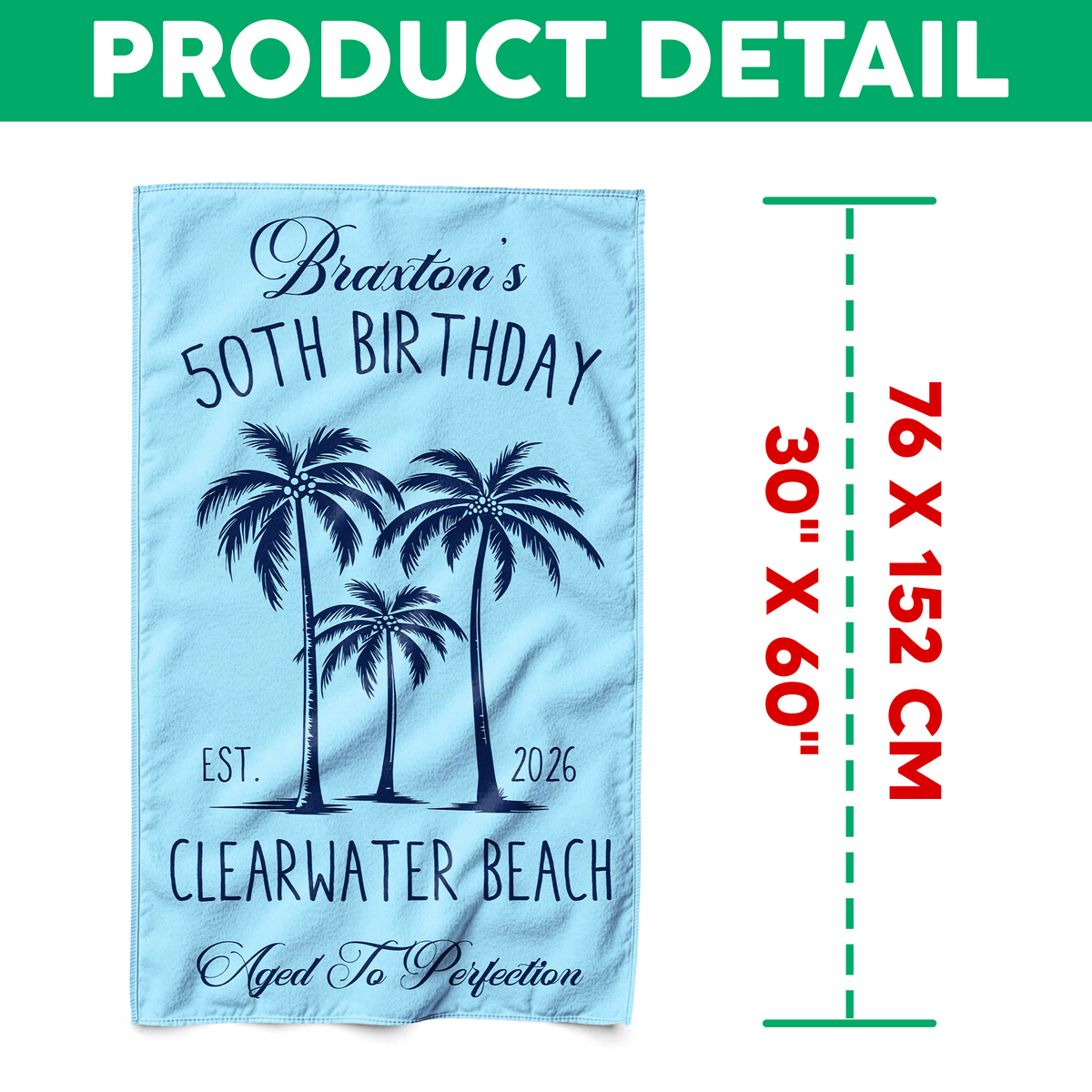 Custom Name Tropical Palm Tree Beach Towel – Personalized Birthday Gift, Summer Vacation Towel LM32 899669