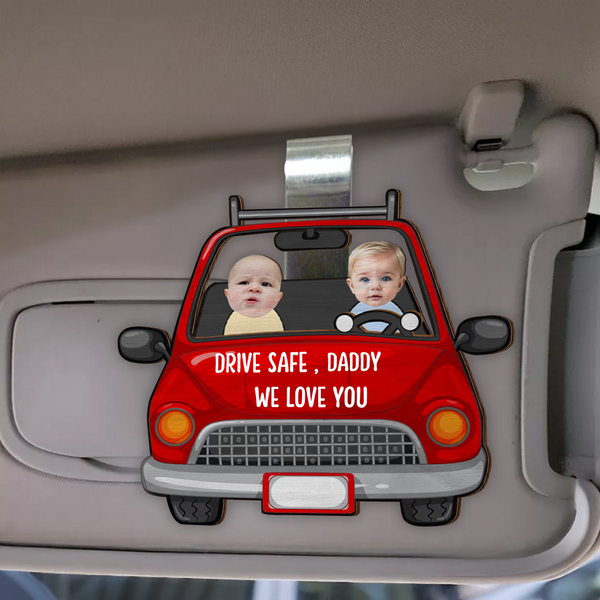 Custom Photo Drive Safe Daddy Car Visor Clip Father's Day Gift