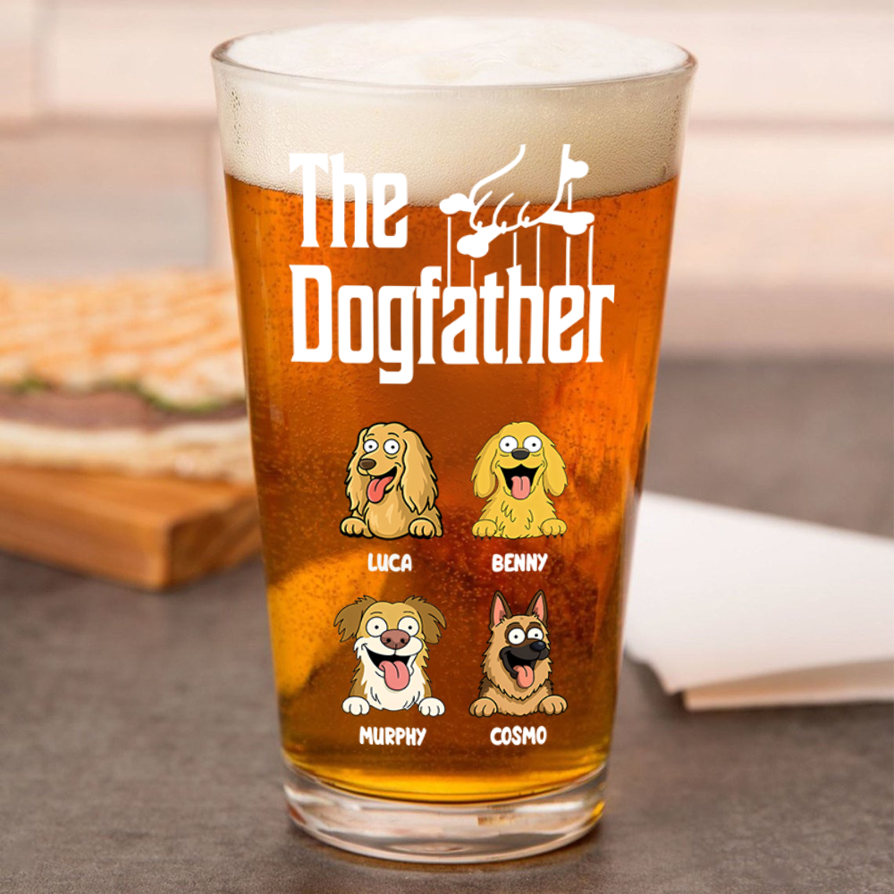 Personalized The Dog Father Print Beer Glass Personalized Gift For Dog Dad HO82 894134