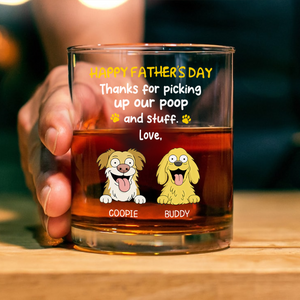 Happy Father's Day, Thank For Picking Up Our Poop Print Rock Glass Personalized Gift HO82 893712