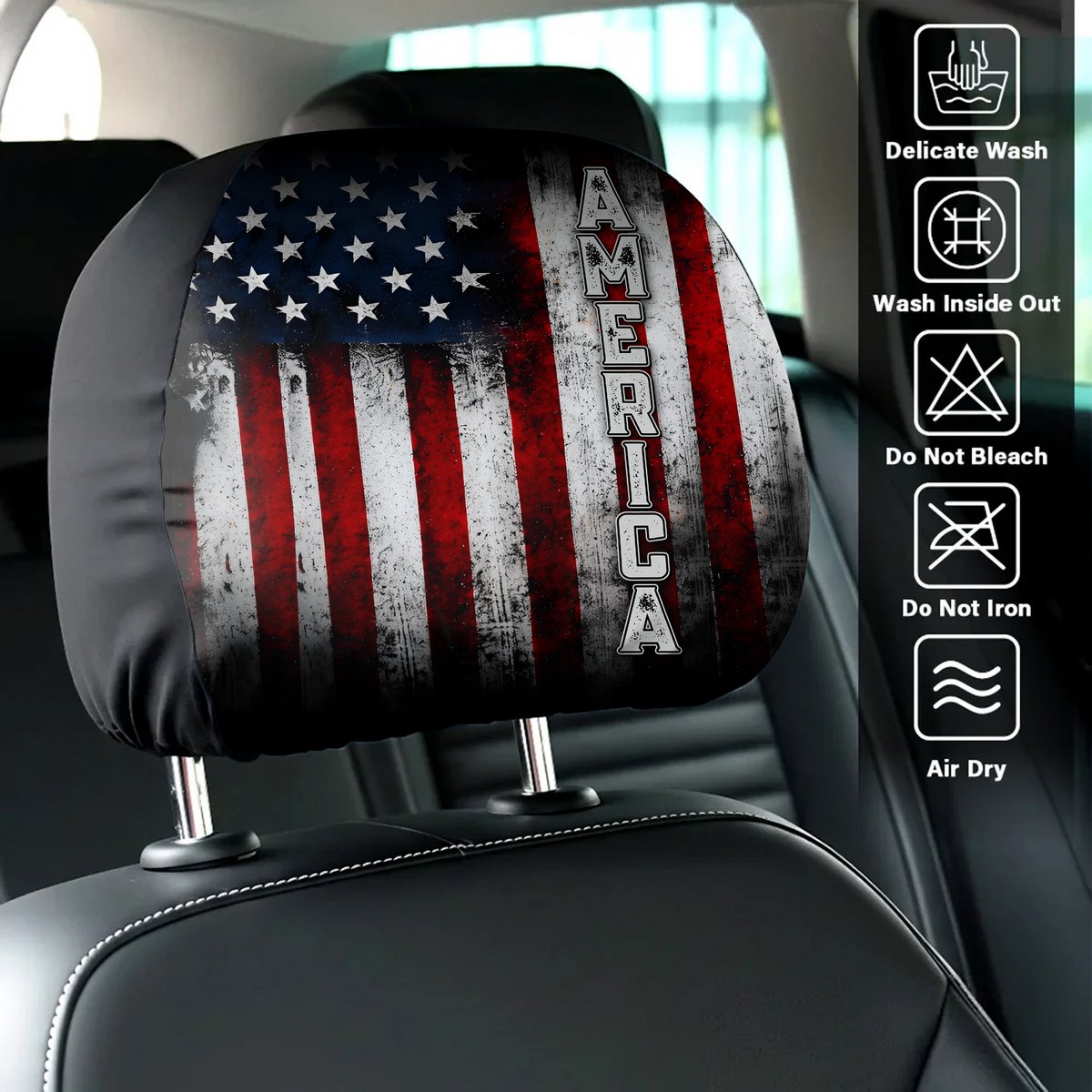 Personalized American Flag Freedom Independence Car Headrest Covers LM32 899549