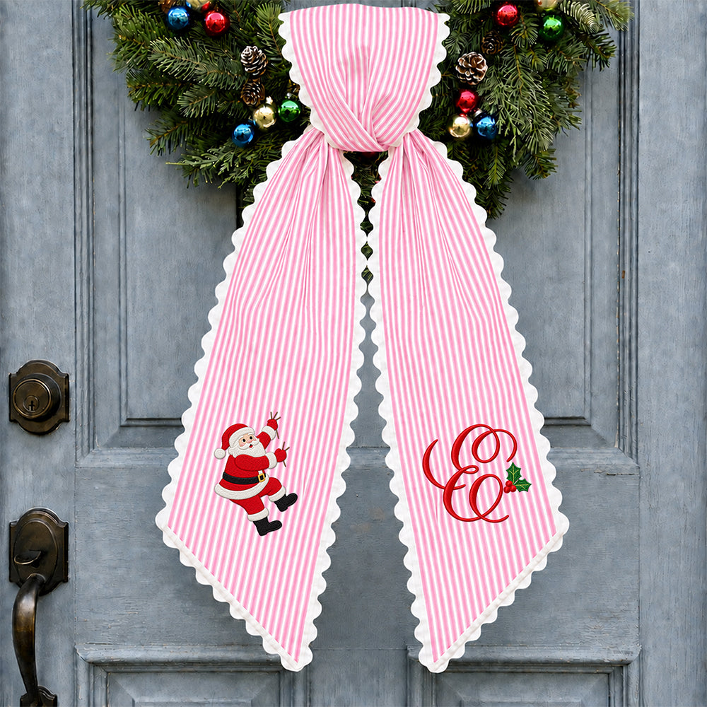 Custom Initial Santa Christmas Ribbon Wreath Sash Christmas Wreath Decoration HA75 919478