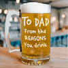 Happy Father's Day From The Reasons You Drink Custom Photo Glass Beer Mug CH07 895562