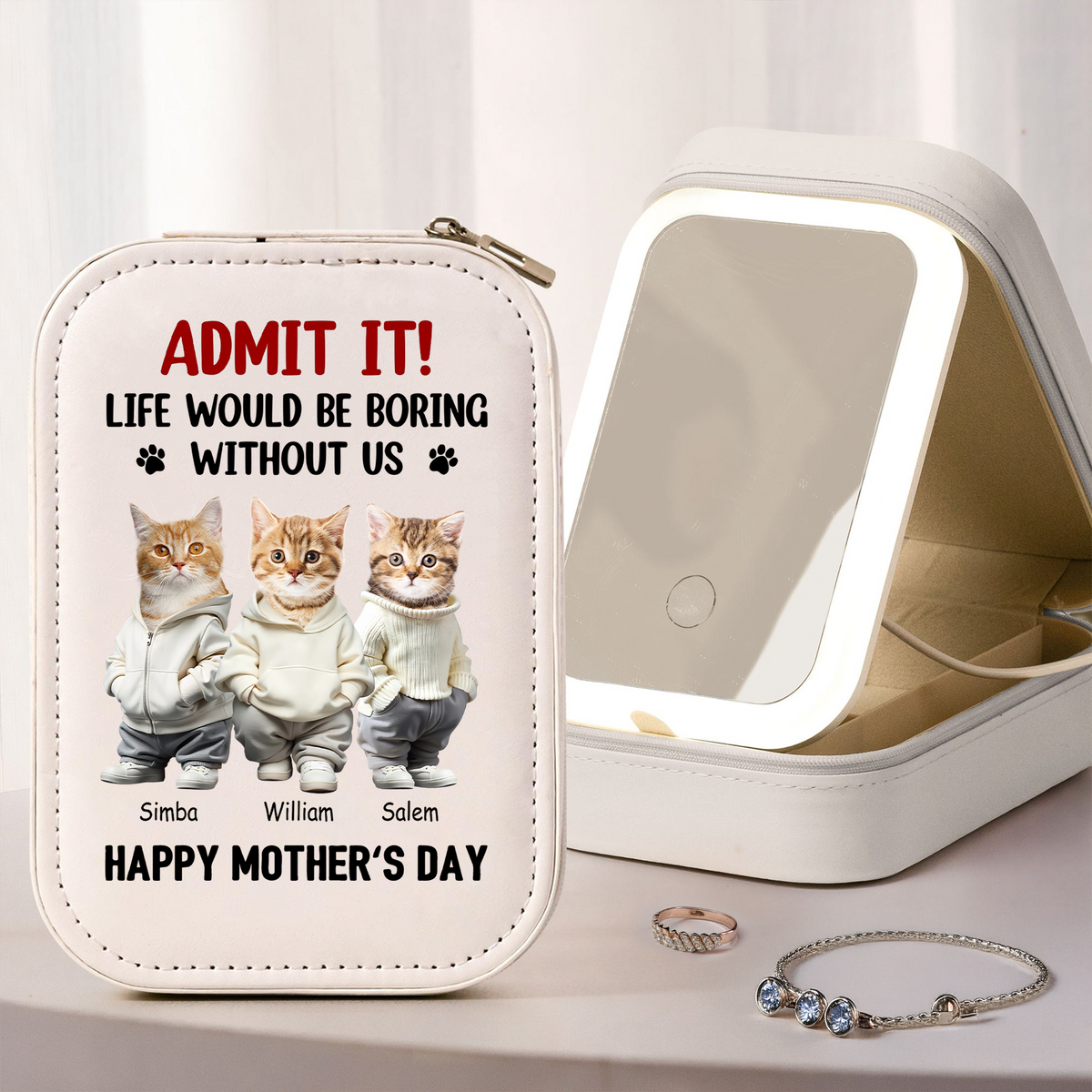 Custom Cute Pet Face Admit It Life Would Be Boring Without Me Makeup Box With LED LM32 893321
