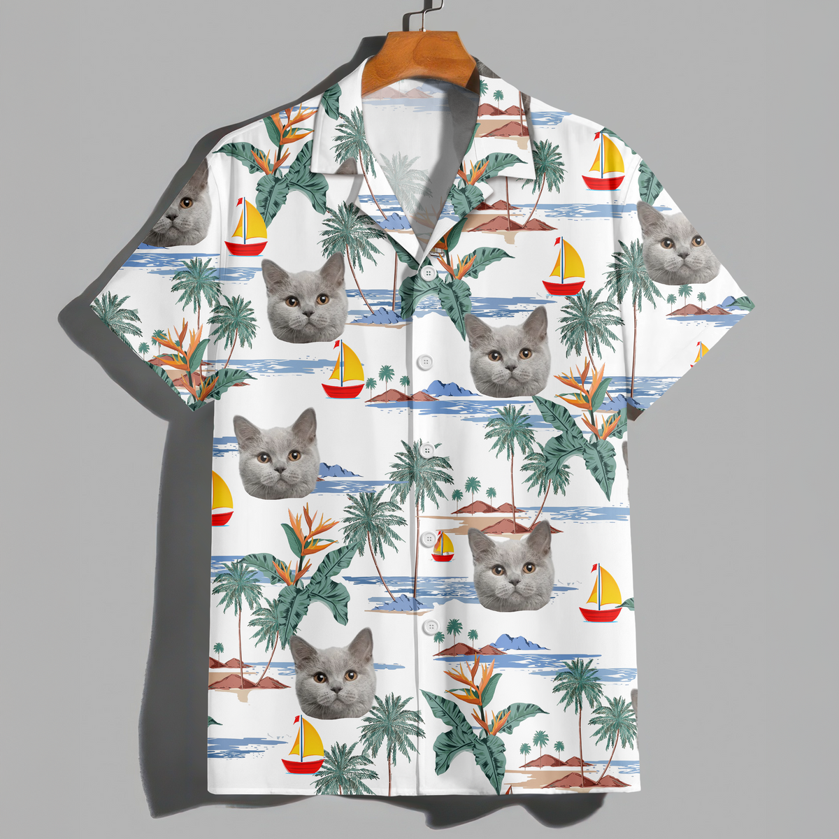 Custom Cute Cat Face Tropical Summer Vibe Hawaii Shirt LM32 893415