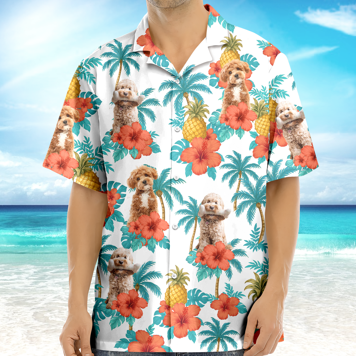 Custom Dog Photo Tropical Pattern Hawaii Shirt Gift For Dog Lovers HO82 893744
