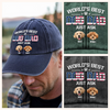 Custom Photo American Best Dog Dad Washed Denim Baseball Cap HA75 892498