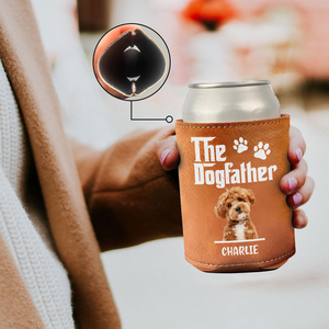 Custom Dog Photo The Dog Father Leather Can Cooler Holder Gift For Father's Day LM32 893657