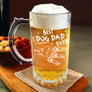 Best Dog Dad Cat Dad Ever Personalized Print Glass Beer Mug Father's Day Gift CH07 895556