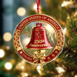USA 250th Anniversary Red Bell Acrylic Ornament LM32 895863