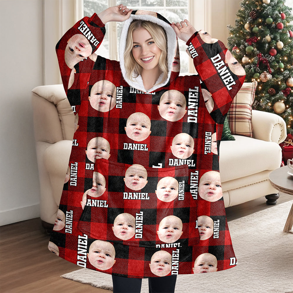 Custom Photo Family Hoodie Blanket For Family Gift HA75 898386