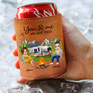 Personalized You & Me We Got This Camping Leather Can Cooler Holder TH10 894087