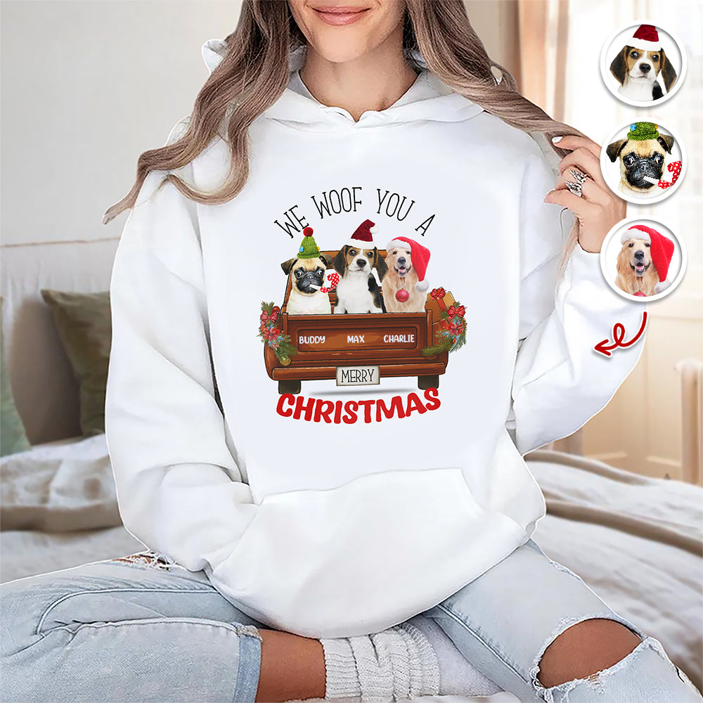 Custom Cute Dog Photo I Woof You A Merry Christmas Bright Shirt LM32 895757
