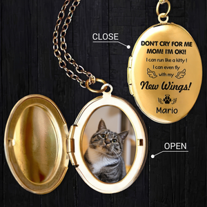 Custom Dog Cat Memorial Photo Personalized Don't Cry For Me Mom Locket Necklace CH07 895602