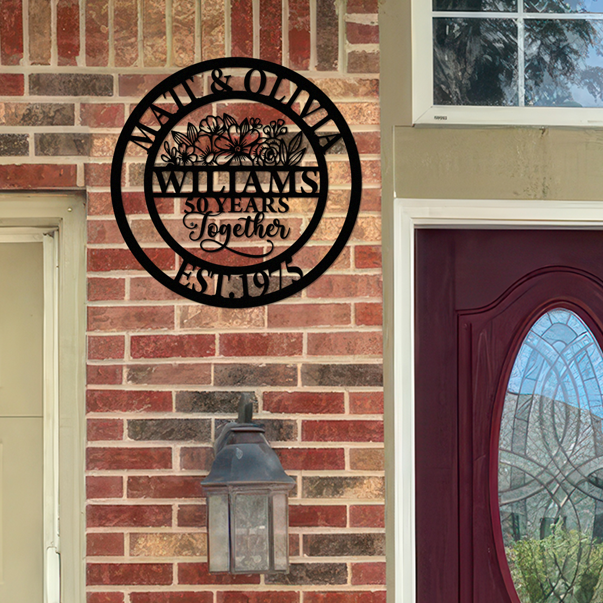 Custom Years Together Floral Metal Sign Gift For Couple Anniversary, For Husband, Wife HO82 894826