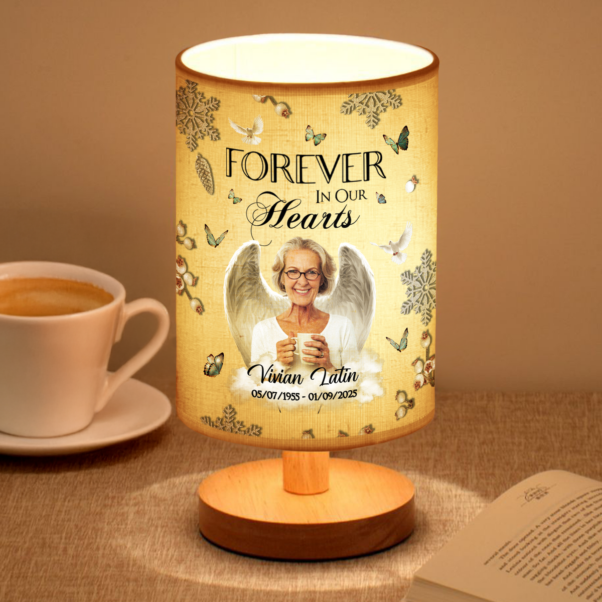 Custom Photo Forever In Our Hearts Memorial Fabric Lamp TH10 892855