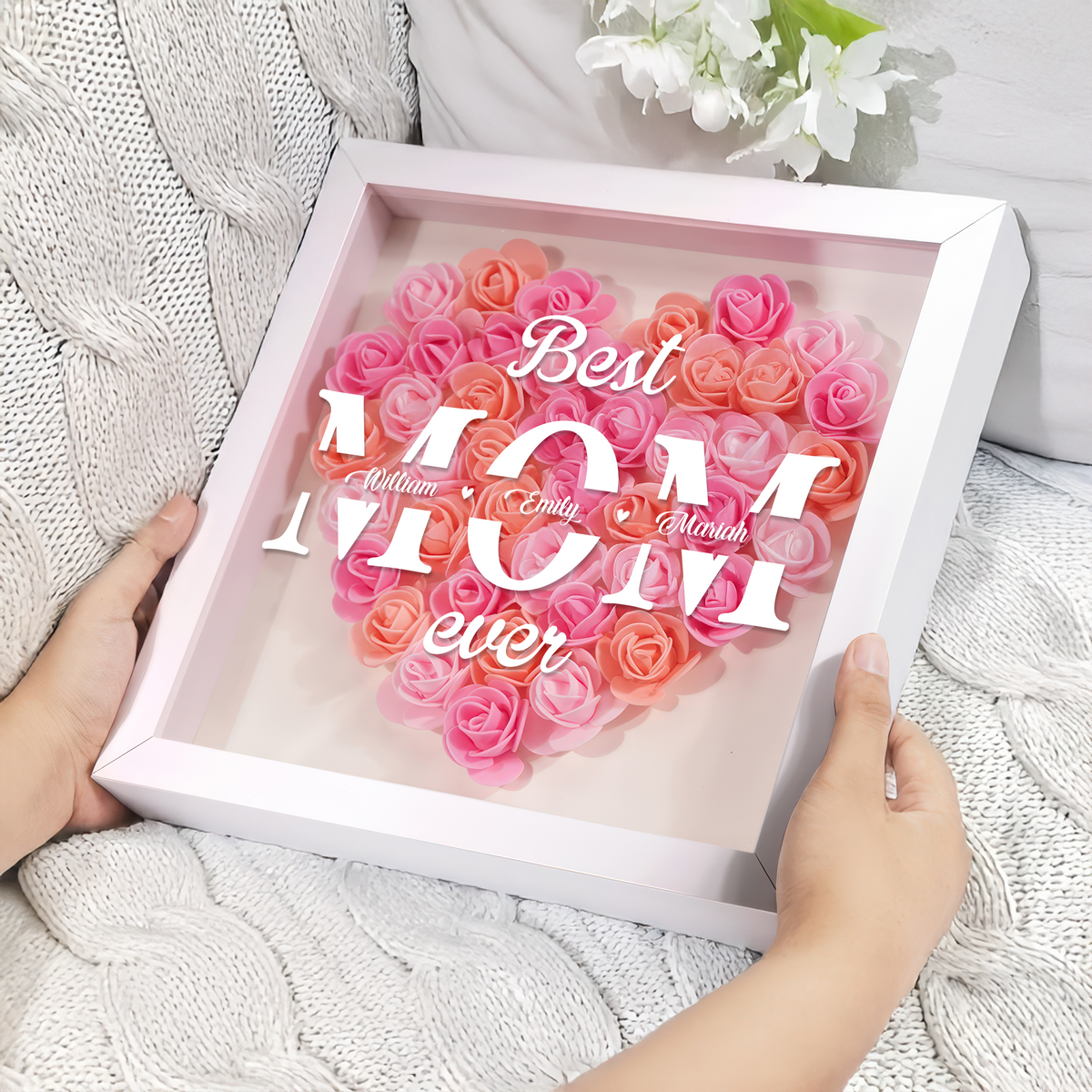 Best Mom Ever Personalized Flower Shadow Box Mother's Day Gift CH07 895464