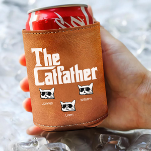 Personalized The Catfather Leather Can Cooler Holder Gift For Cat Dad HO82 894094