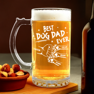 Best Dog Dad Cat Dad Ever Personalized Print Glass Beer Mug Father's Day Gift CH07 895556