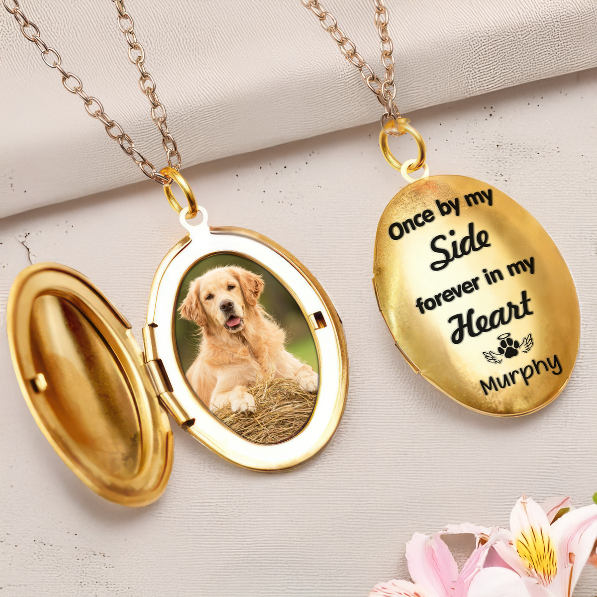 Custom Dog Cat Memorial Photo Personalized Don't Cry For Me Mom Locket Necklace CH07 895602