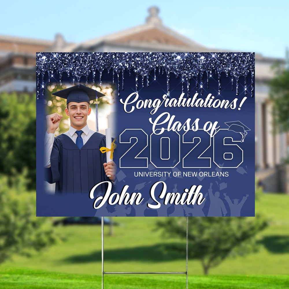 Personalized Congratulations Class Of 2026 Photo Graduation Yard Sign HO82 901378