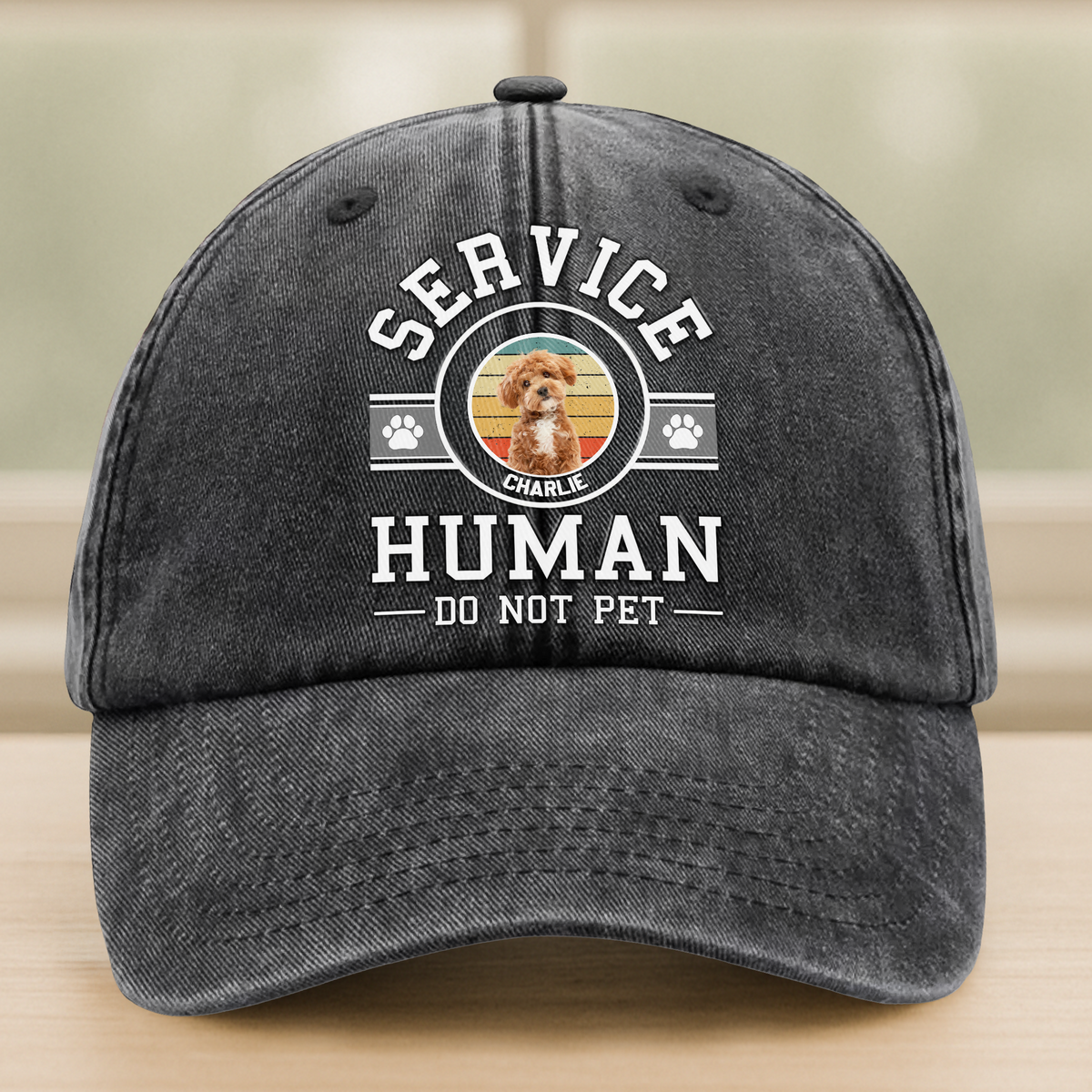 Custom Dog Photo Service Human Washed Denim Baseball Cap Gift LM32 893515