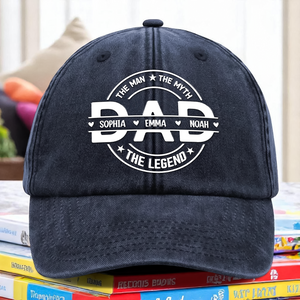 Custom Name Dad The Man The Myth The Legend Washed Denim Baseball Cap TH10 894005