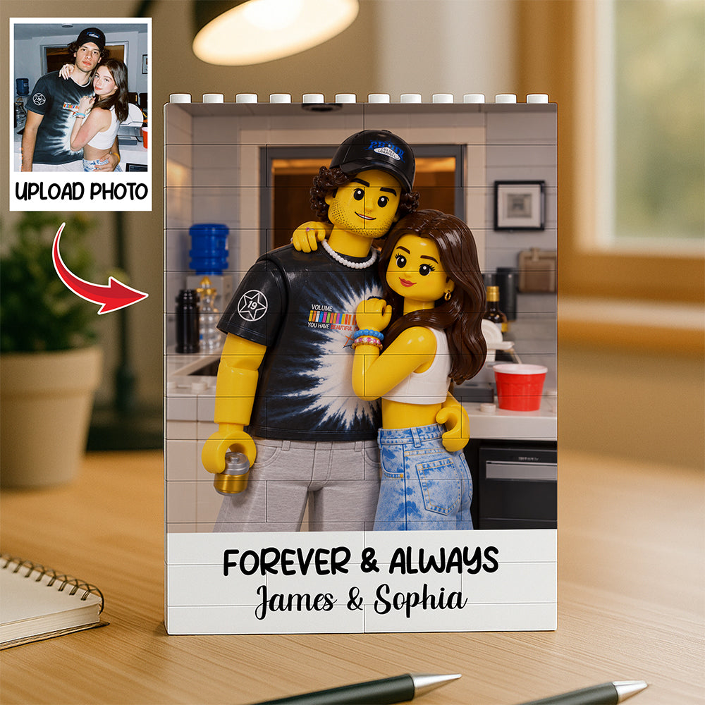 Custom Lego Couple Photo Merry Christmas Building Brick Block CH07 180730