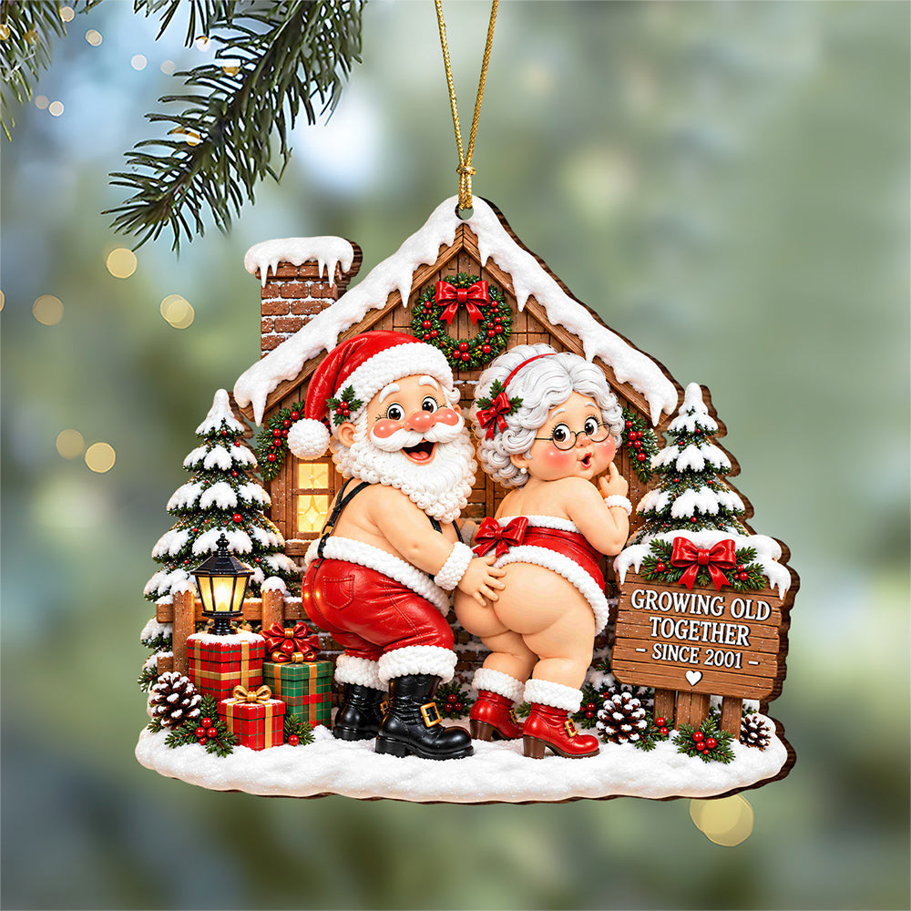 Personalized Growing Old Together Funny Santa Couple Wood Ornament Husband Wife Xmas Gift HA75 919390
