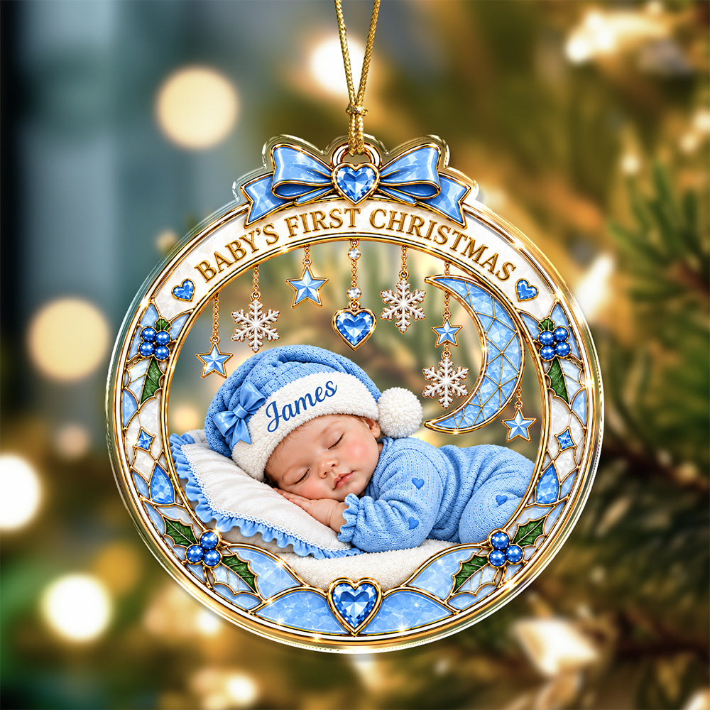 Custom Name Baby First Christmas Acrylic Ornament, Special Keepsake for New Parents CH07 180538