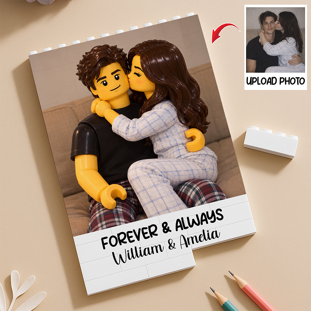 Custom Lego Couple Photo Merry Christmas Building Brick Block CH07 180730