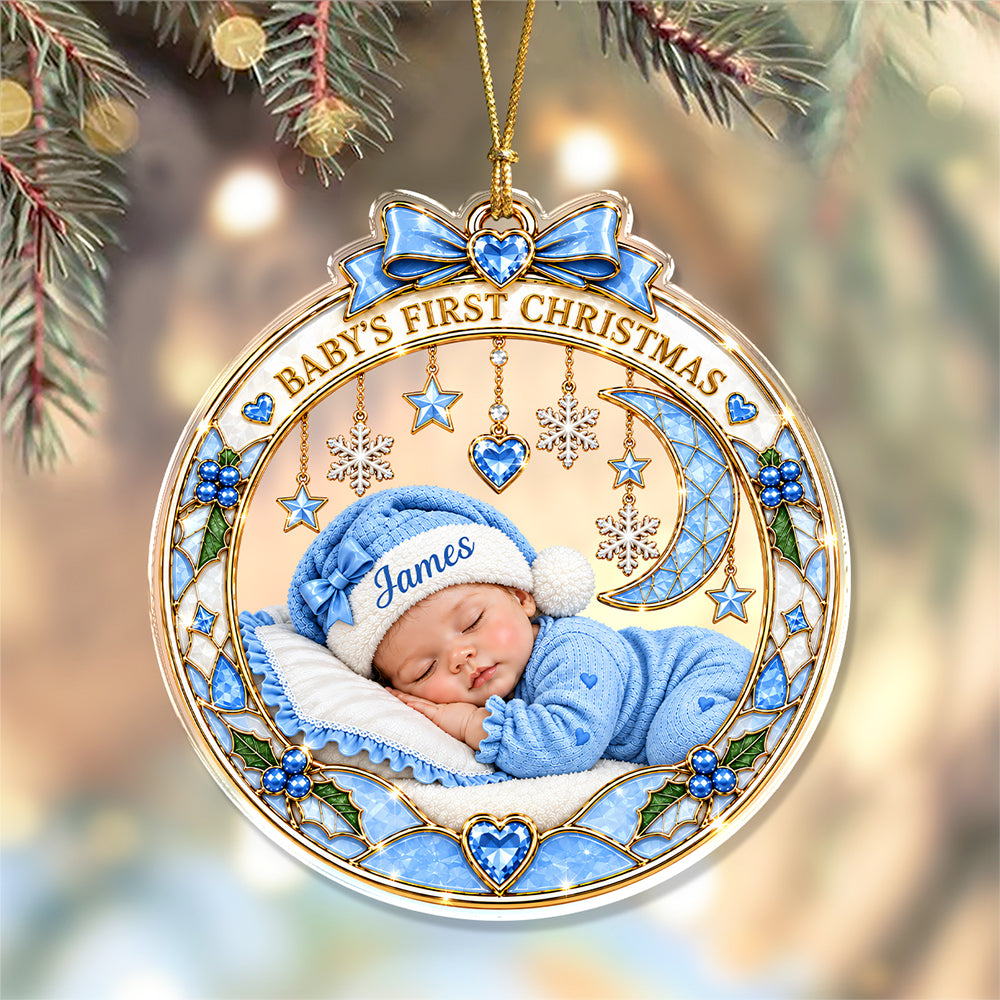 Custom Name Baby First Christmas Acrylic Ornament, Special Keepsake for New Parents CH07 180538