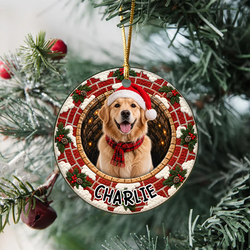 Personalized Pet Photo Chimney Christmas Ceramic Ornament, Custom Holiday Tree Decor Gift For Pet Lovers HO82 904148