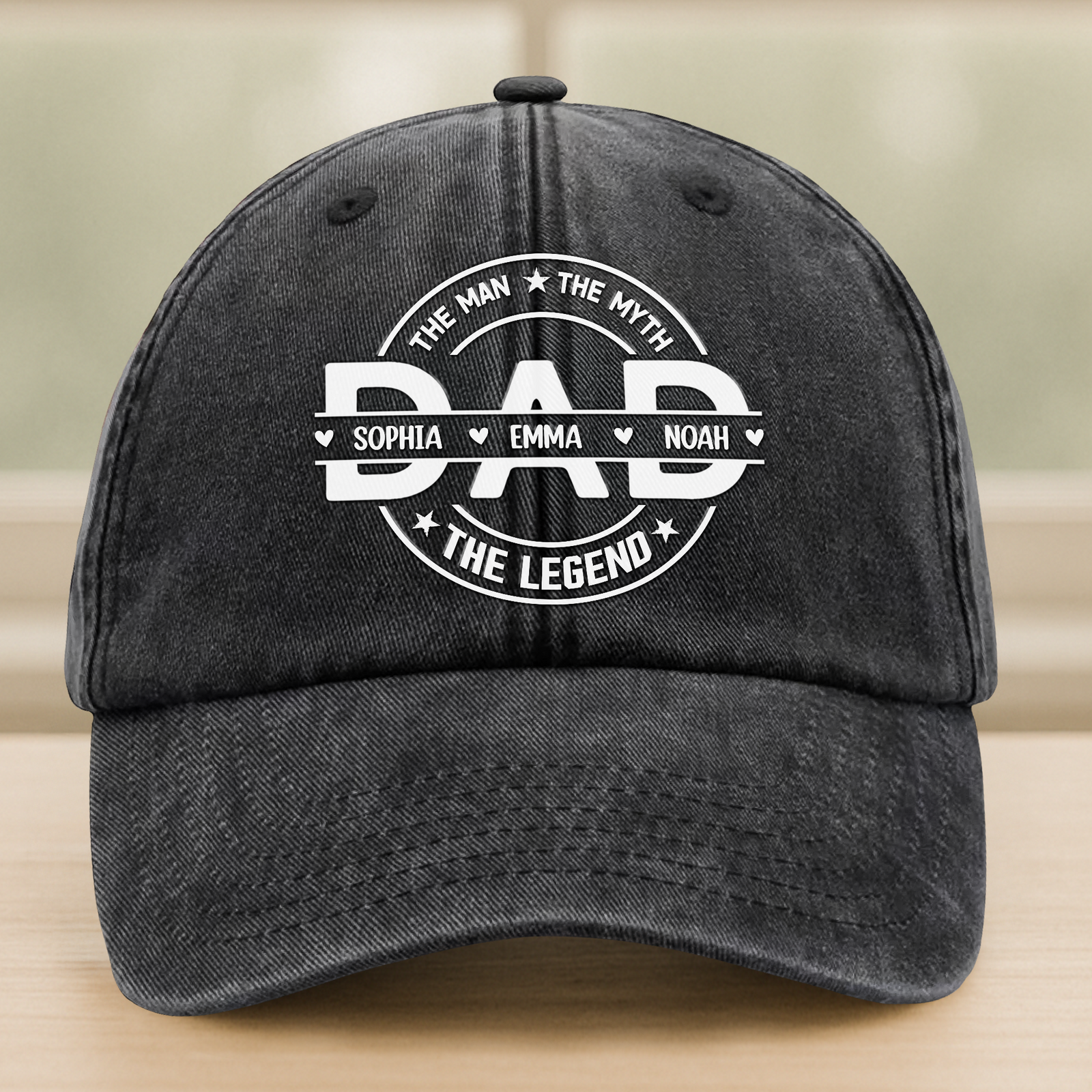 Custom Name Dad The Man The Myth The Legend Washed Denim Baseball Cap TH10 894005