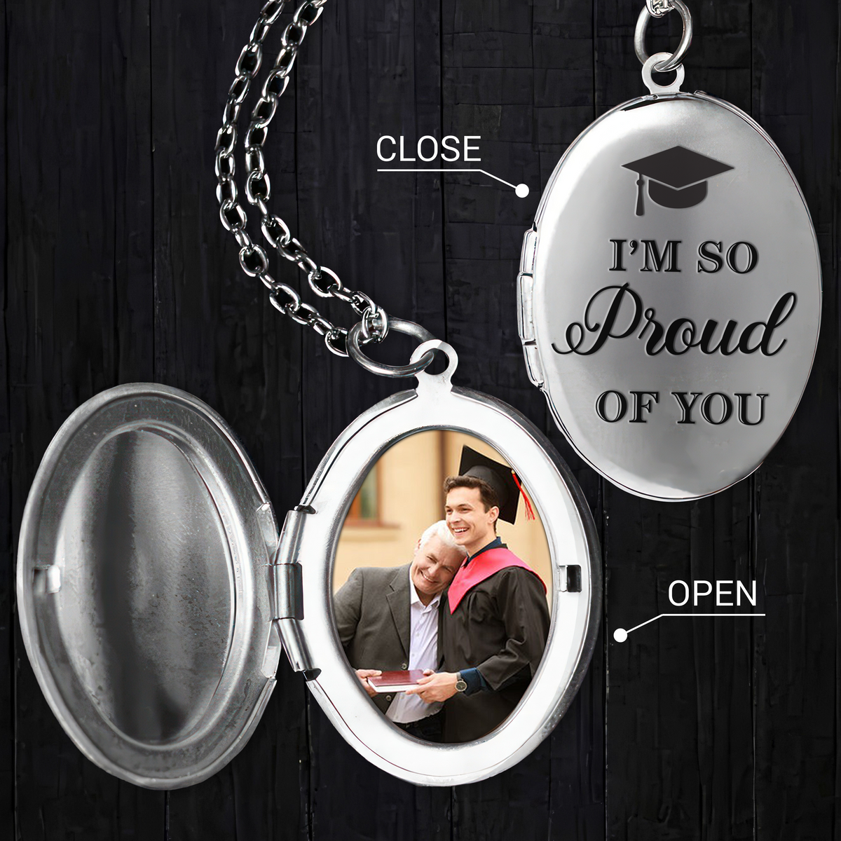 Custom Photo We're So Proud Of You Graduation Gift Locket Necklace HA75 892238